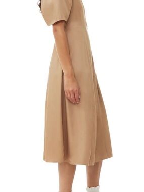 Ganni Brown Viscose Twill Wrap Dress